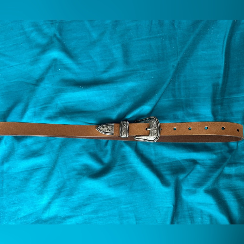 Women’s Brown Leather Belt with Silver Buckle